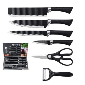 6pcs Zepter Set Non-Stick Coating Kitchen knif Kniv Set for family kitchen use(Black) – Kurti