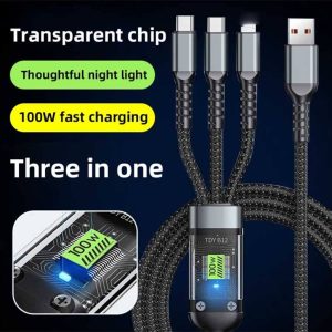 100W 3 In 1 Fast Charging Cable