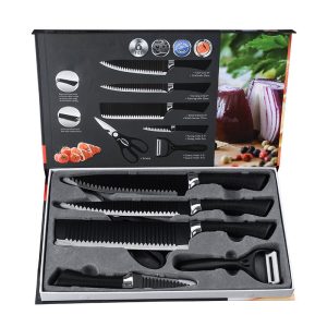 6pcs Zepter Set Non-Stick Coating Kitchen knif Kniv Set for family kitchen use(Black) – Kurti