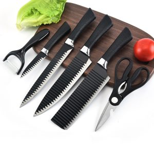 6pcs Zepter Set Non-Stick Coating Kitchen knif Kniv Set for family kitchen use(Black) – Kurti - Image 3