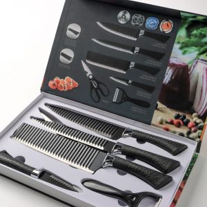 6pcs Zepter Set Non-Stick Coating Kitchen knif Kniv Set for family kitchen use(Black) – Kurti - Image 4